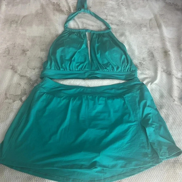 BLEU ROD BEATTIE ALL TIED UP HIGH NECK KEY HOLE BIKINI TOP AND BOTTOM SIZE 12 - Picture 2 of 4